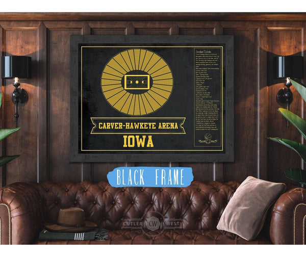 20" x 16" / Black Frame Cutler West Carver–Hawkeye Arena Iowa Men's And Women's Basketball Team Vintage Print