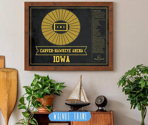 20" x 16" / Walnut Frame Cutler West Carver–Hawkeye Arena Iowa Men's And Women's Basketball Team Vintage Print