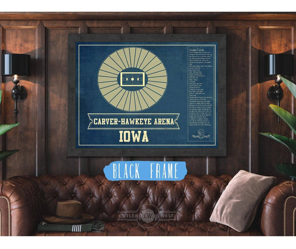 20" x 16" / Black Frame Cutler West Carver–Hawkeye Arena Iowa Men's And Women's Basketball Vintage Print