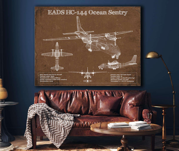 Cutler West CASA HC-144A Ocean Sentry Vintage Aviation Blueprint Print - Custom Pilot Name Can Be Added