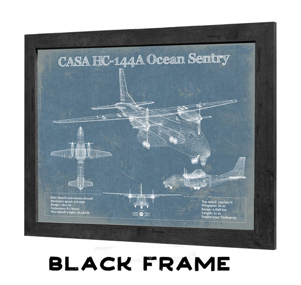 20" x 16" / Black Frame Cutler West CASA HC-144A Ocean Sentry Vintage Aviation Blueprint Print - Custom Pilot Name Can Be Added
