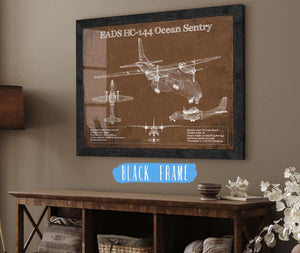 20" x 16" / Black Frame Cutler West CASA HC-144A Ocean Sentry Vintage Aviation Blueprint Print - Custom Pilot Name Can Be Added