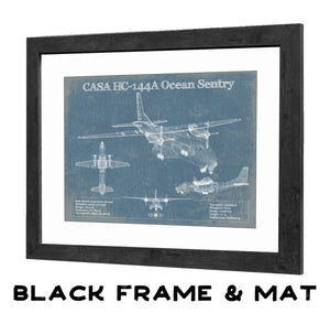 20" x 16" / Black Frame & Mat Cutler West CASA HC-144A Ocean Sentry Vintage Aviation Blueprint Print - Custom Pilot Name Can Be Added