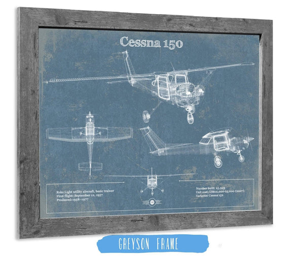 14" x 11" / Greyson Frame Cutler West Cessna 150 Original Blueprint Art