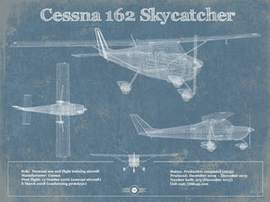 14" x 11" / Unframed Cutler West Cessna 162 Skycatcher Original Blueprint Art