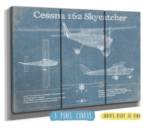 36" x 24" / 3 Panel Canvas Wrap Cutler West Cessna 162 Skycatcher Original Blueprint Art