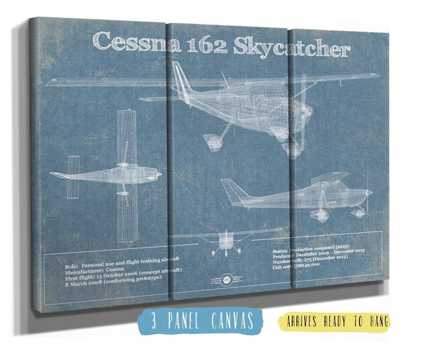 36" x 24" / 3 Panel Canvas Wrap Cutler West Cessna 162 Skycatcher Original Blueprint Art