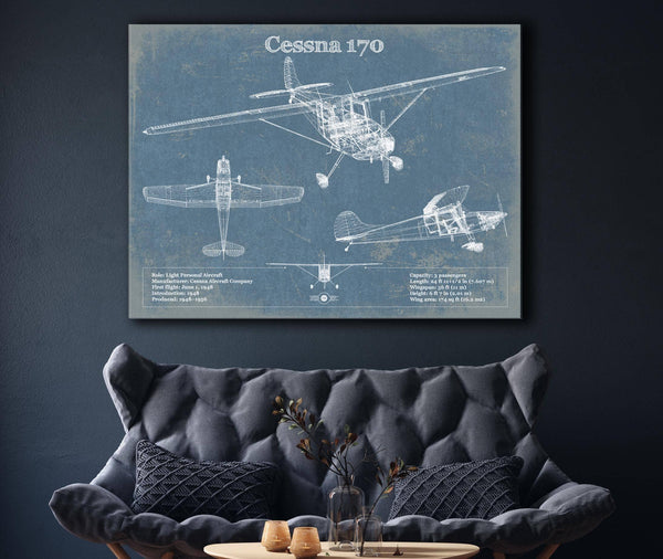 Cutler West Cessna 170 Original Blueprint Art