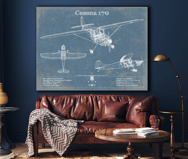 Cutler West Cessna 170 Original Blueprint Art
