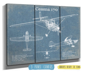 36" x 24" / 3 Panel Canvas Wrap Cutler West Cessna 170 Original Blueprint Art