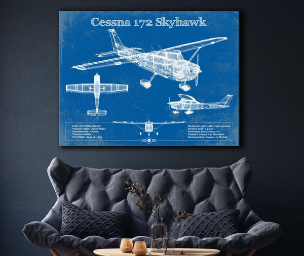 Cutler West Cessna 172 Skyhawk Original Blueprint Art