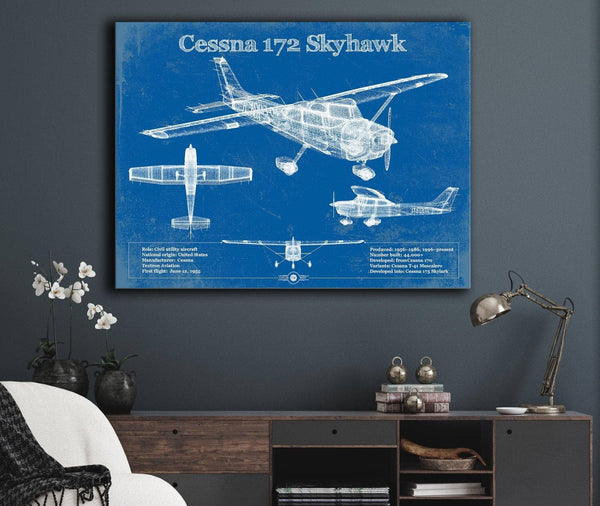 Cutler West Cessna 172 Skyhawk Original Blueprint Art