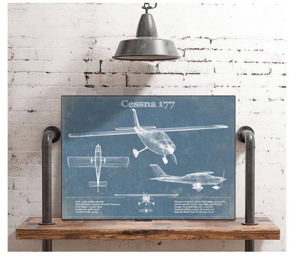 Cutler West Cessna 177 (Cardinal) Vintage Blueprint Airplane Print