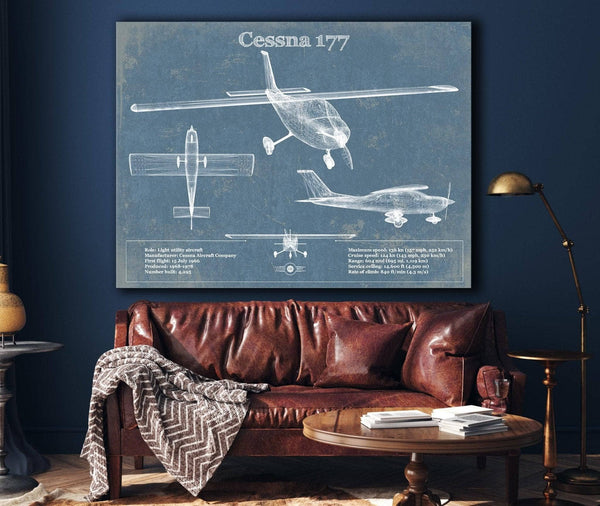 Cutler West Cessna 177 (Cardinal) Vintage Blueprint Airplane Print