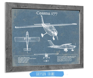 14" x 11" / Greyson Frame Cutler West Cessna 177 (Cardinal) Vintage Blueprint Airplane Print