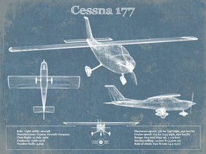 14" x 11" / Unframed Cutler West Cessna 177 (Cardinal) Vintage Blueprint Airplane Print