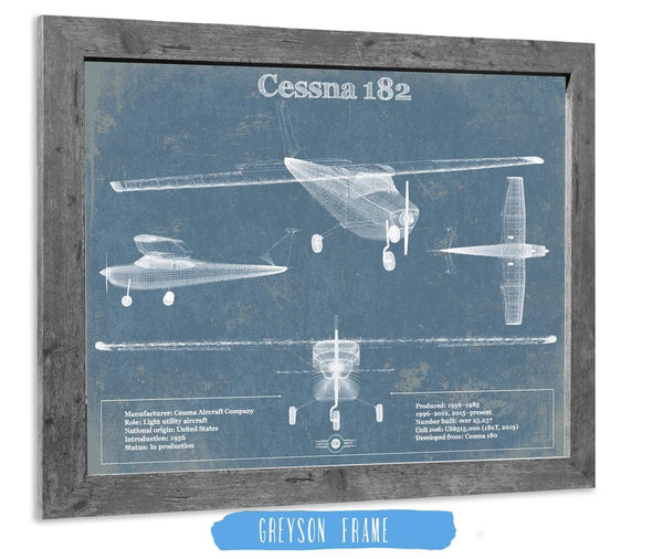 14" x 11" / Greyson Frame Cutler West Cessna 182 Original Blueprint Art