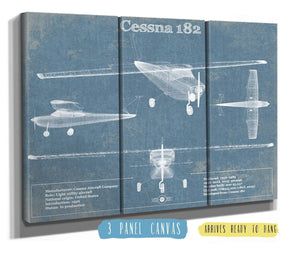 36" x 24" / 3 Panel Canvas Wrap Cutler West Cessna 182 Original Blueprint Art