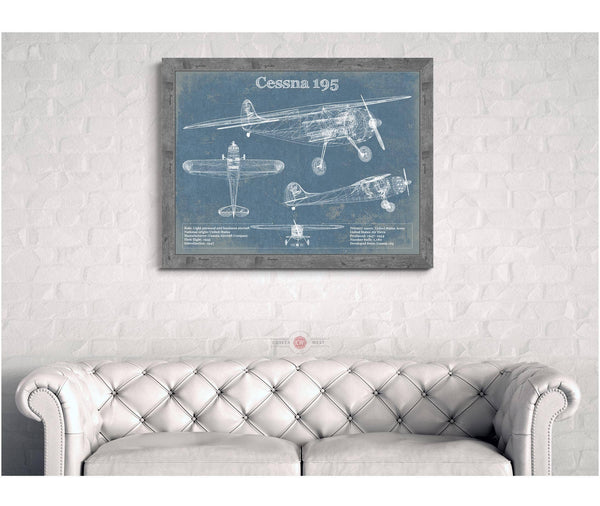 Cutler West Cessna 195 Original Blueprint Art