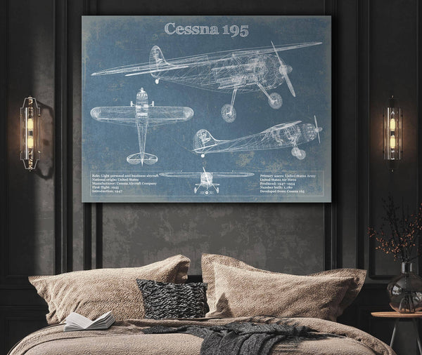 Cutler West Cessna 195 Original Blueprint Art