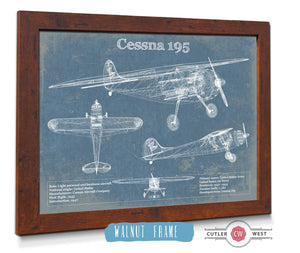 Cutler West Cessna 195 Original Blueprint Art