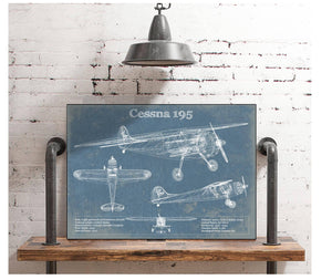 Cutler West Cessna 195 Original Blueprint Art