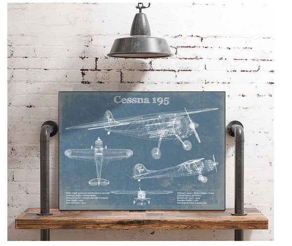 Cutler West Cessna 195 Original Blueprint Art