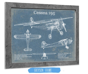 14" x 11" / Greyson Frame Cutler West Cessna 195 Original Blueprint Art