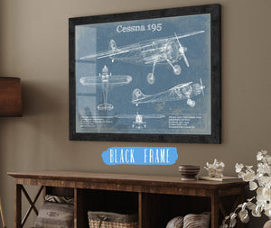 20" x 16" / Black Frame Cutler West Cessna 195 Original Blueprint Art