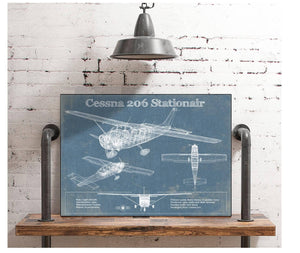 Cutler West Cessna 206 Stationair Vintage Blueprint Airplane Print