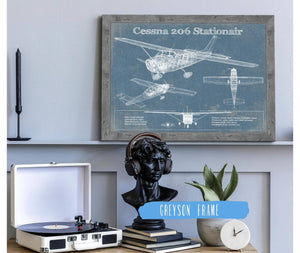 Cutler West Cessna 206 Stationair Vintage Blueprint Airplane Print