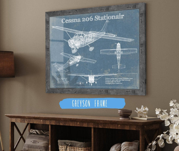 Cutler West Cessna 206 Stationair Vintage Blueprint Airplane Print