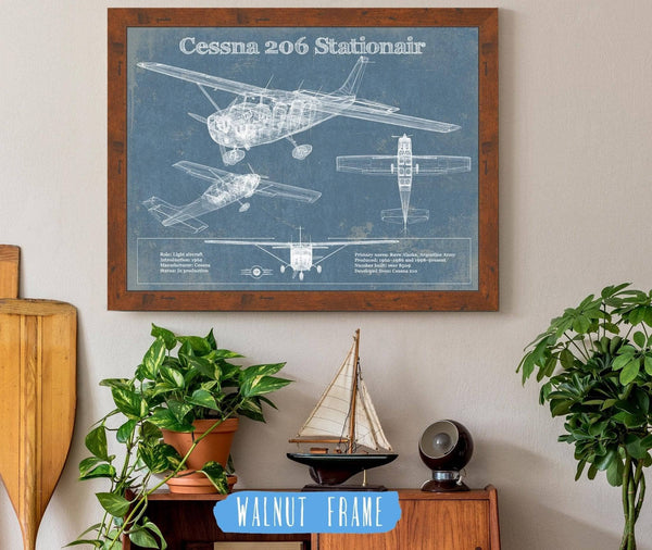 Cutler West Cessna 206 Stationair Vintage Blueprint Airplane Print