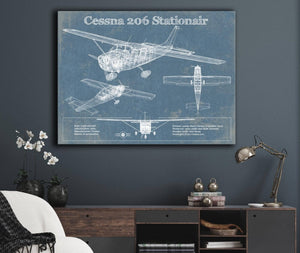 Cutler West Cessna 206 Stationair Vintage Blueprint Airplane Print