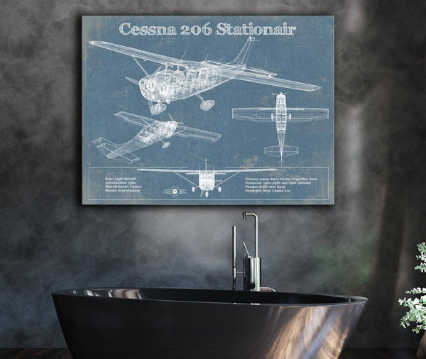 Cutler West Cessna 206 Stationair Vintage Blueprint Airplane Print