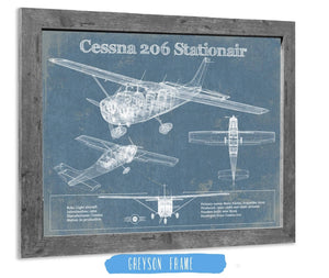14" x 11" / Greyson Frame Cutler West Cessna 206 Stationair Vintage Blueprint Airplane Print
