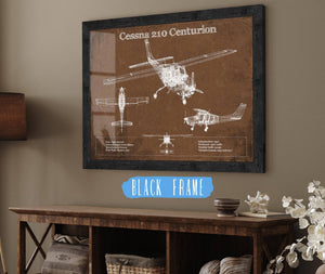 20" x 16" / Black Frame Cutler West Cessna 210 Centurion Original Blueprint Art