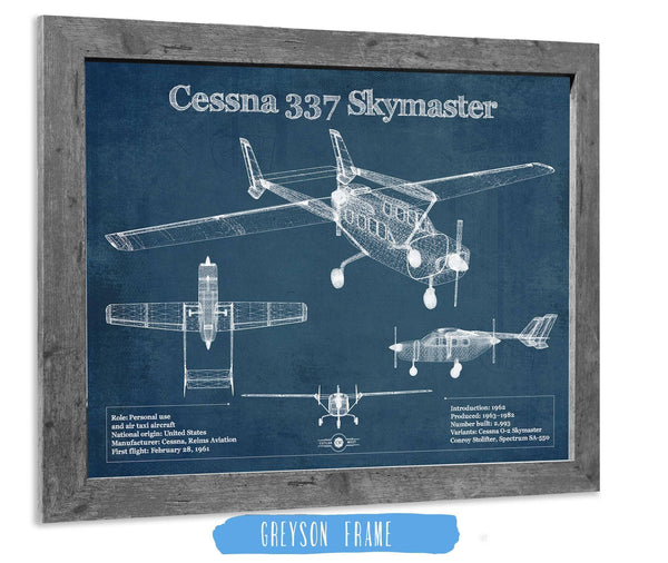 14" x 11" / Greyson Frame Cutler West Cessna 337 Skymaster Air Taxi Aircraft Original Blueprint Art