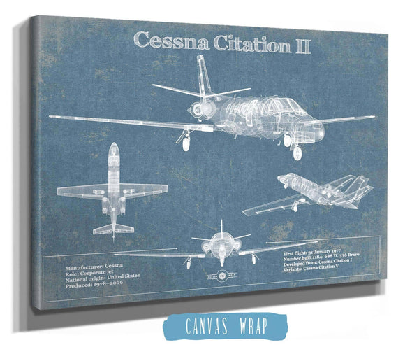 Cutler West Cessna Citation CJ4 Vintage Blueprint Airplane Print