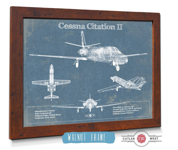 Cutler West Cessna Citation CJ4 Vintage Blueprint Airplane Print