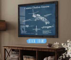 20" x 16" / Black Frame Cutler West Cessna Citation Encore Jet Original Blueprint Art