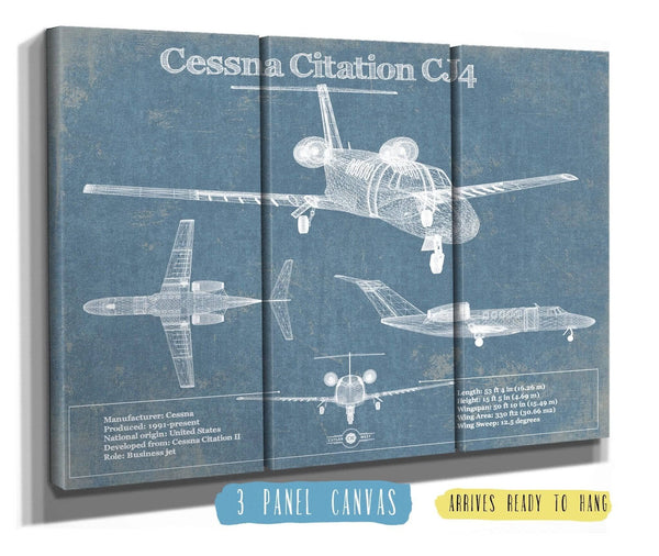 36" x 24" / 3 Panel Canvas Wrap Cutler West Cessna Citation II Original Blueprint Art