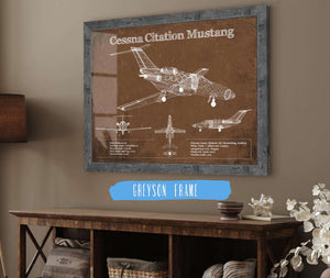 14" x 11" / Greyson Frame Cutler West Cessna Citation Mustang Original Blueprint Art