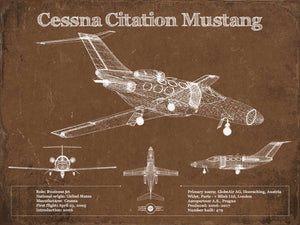 14" x 11" / Unframed Cutler West Cessna Citation Mustang Original Blueprint Art