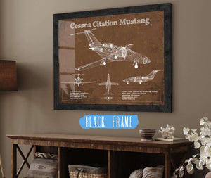 20" x 16" / Black Frame Cutler West Cessna Citation Mustang Original Blueprint Art