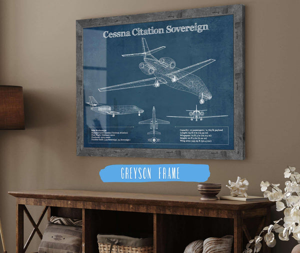 14" x 11" / Greyson Frame Cutler West Cessna Citation Sovereign Original Blueprint Art