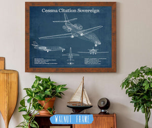 20" x 16" / Walnut Frame Cutler West Cessna Citation Sovereign Original Blueprint Art