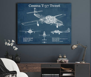 Cutler West Cessna T-37 Tweet Trainer Aircraft Original Blueprint Art