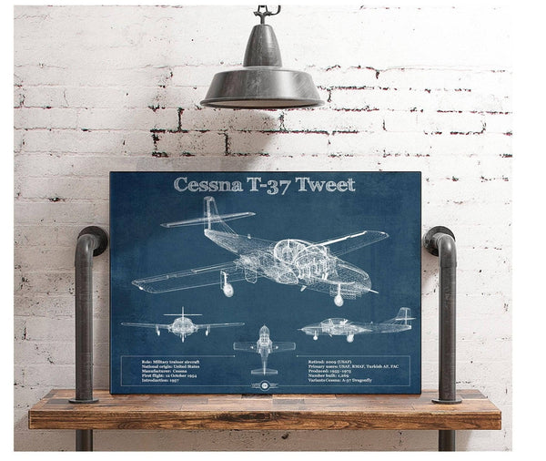 Cutler West Cessna T-37 Tweet Trainer Aircraft Original Blueprint Art
