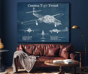 Cutler West Cessna T-37 Tweet Trainer Aircraft Original Blueprint Art